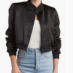 Industry Black Satin Bomber Jacket xl , great condition!